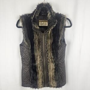 Powder River Outfitters Panhandle Slim Faux Fur Quilted Vest Brown Western Boho